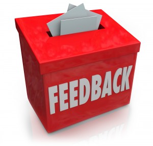 A red box with the word Feedback on it.