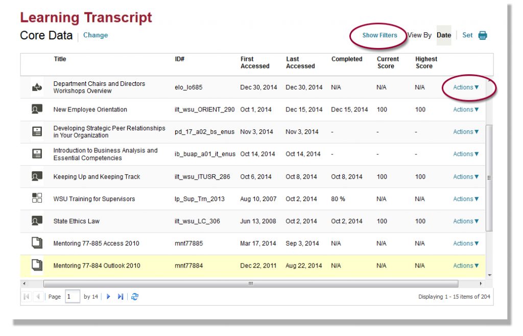 Transcript view.