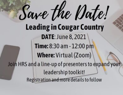 Announcement for Leading in Cougar Country event.