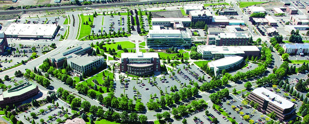 Aerial view of Spokane campus.