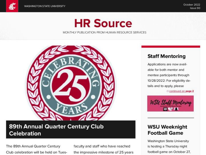 Detail of the HR Newsletter Quarter Century Club logo.