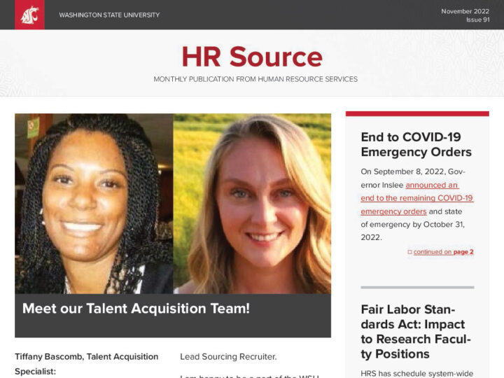 Cover page of the HR Source newsletter with the headline "Meet our talent acquisition team!"
