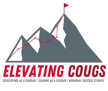 Elevating Cougs conference logo of a route up a mountain.