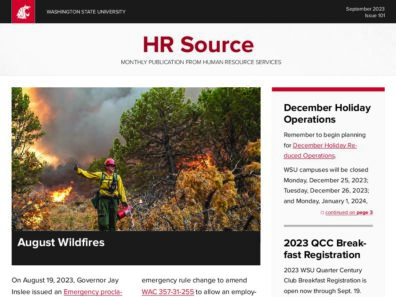 Screenshot of the September 2023 HR Source newsletter.