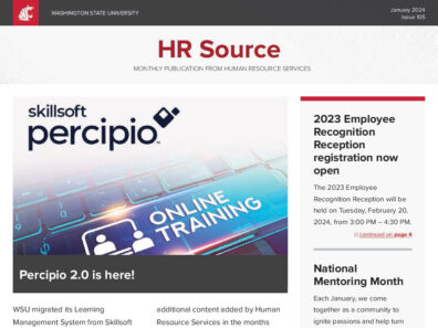Detail of the front page of the HR Source newsletter.