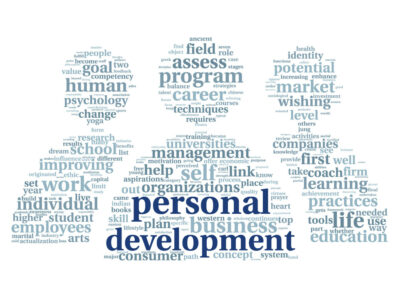 Personal development and word art of three people.